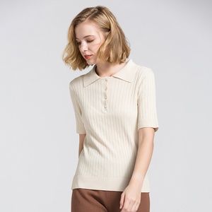 Slimming Short Sleeves Knitted Blouses